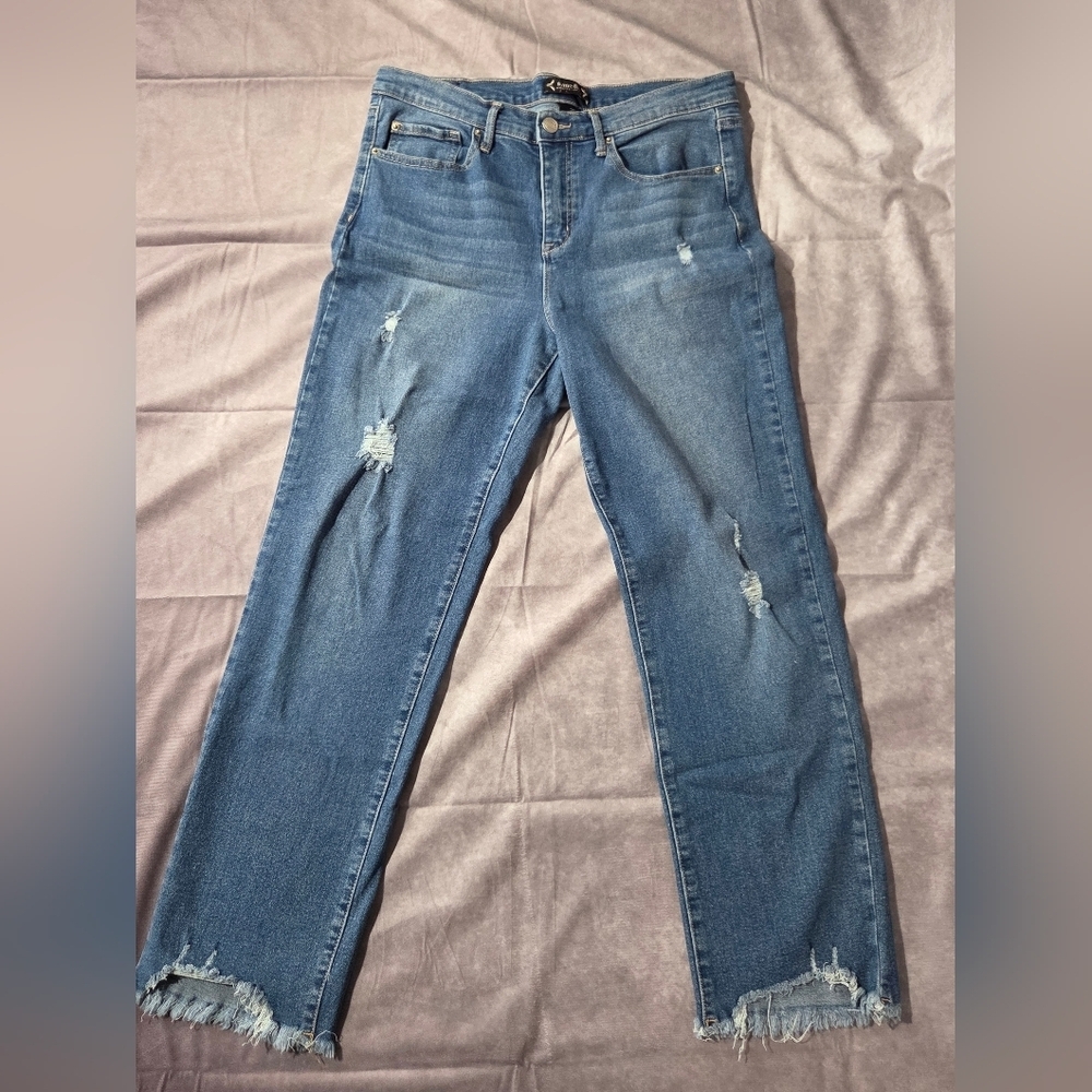 Nanette Lepore Belle High Rise Slim Straight Blue Denim‎ Jeans Sz 8 EUC